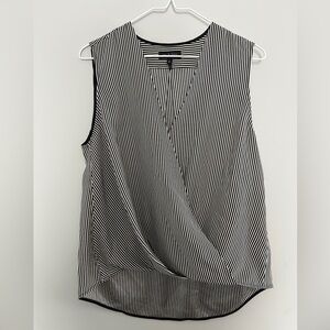 Rag & Bone Victor Stripe 100% Silk Sleeveless Blouse Black & White
